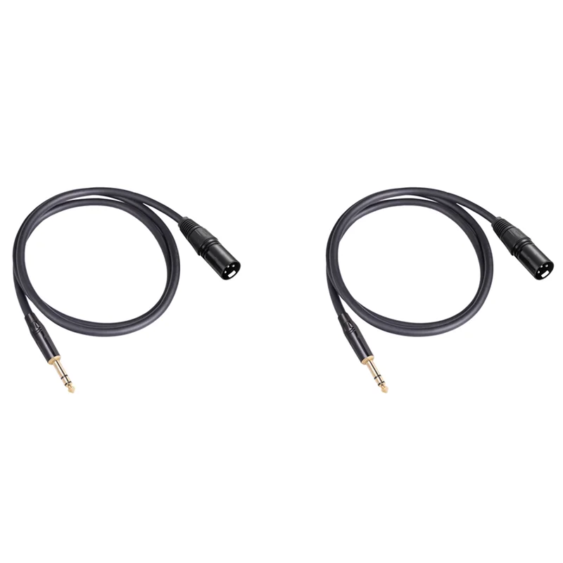 2Pcs 6.35 Mm 1/4 Inch Male To XLR Male Audio Stereo Mic Cable - Male To XLR Male Balanced Speaker Mic Cable, 1.8 Meter