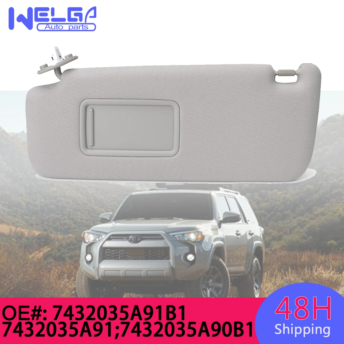 

Car Sun Visors Left Right Side Gray With Wire No Lamp 7432035A91 7432035A90B1 7432035A91B1 For 2010-2022 Toyota 4runner