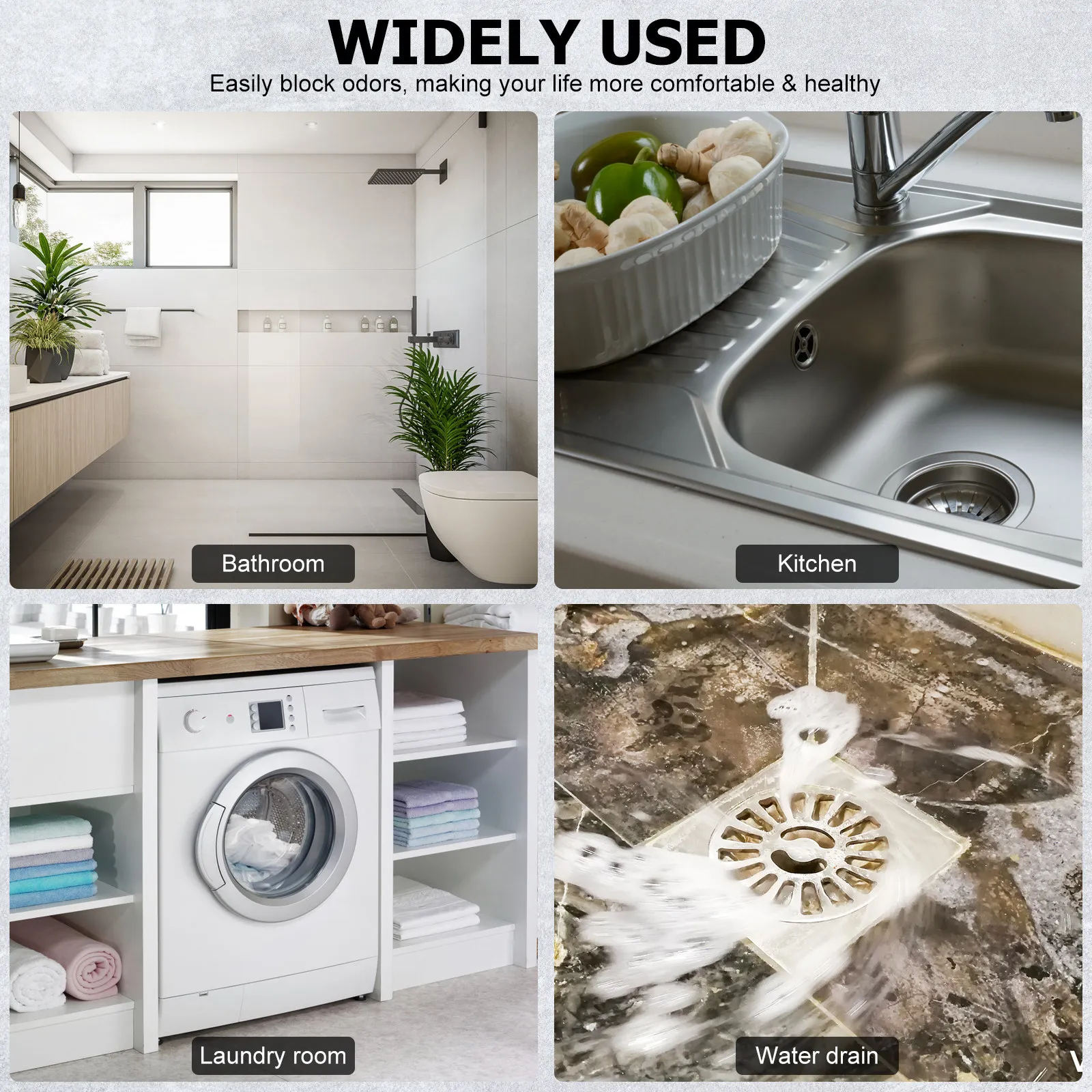 

2Pcs Floor Drainer Acid Alkali Resistant 360 Degree Fast Drainage Bathroom Kitchen Garage Odor