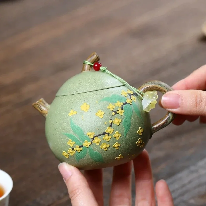 Yixing Purple Clay Pot Handmade Green Tea Infuser Teapot Container Tea Accessories Flowers Luxury Chinese Gift Kung Fu Tea Set