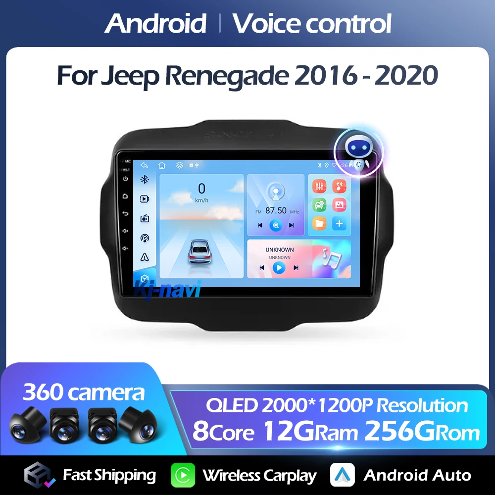 

Android 14 For Jeep Renegade 2016-2020 QLED Multimedia Player FM Carplay Auto 4G GPS 5GWIFI Voice control DSP RDS