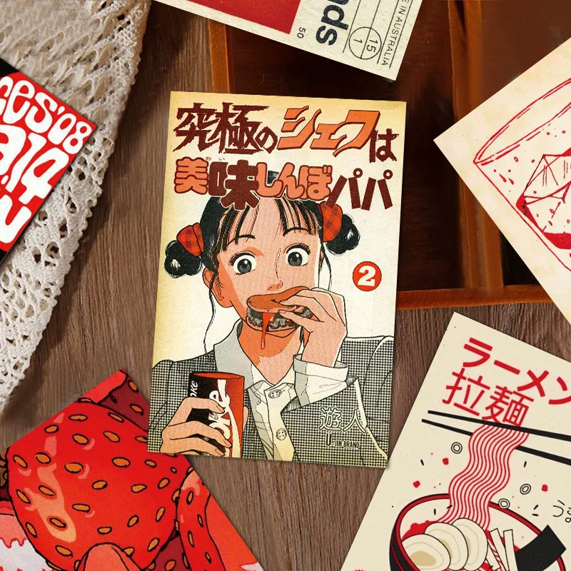 10Pcs/Set Retro Showa Era Poster Stickers Postcard Niche Japanese Style Message Wall Background Decoration Picture Painting image 6