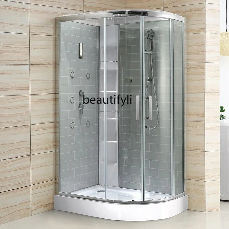 Shower Room Prefabricated Bathroom Arc Sector Integrated Storage Stand Tile-like Bath Steam Room