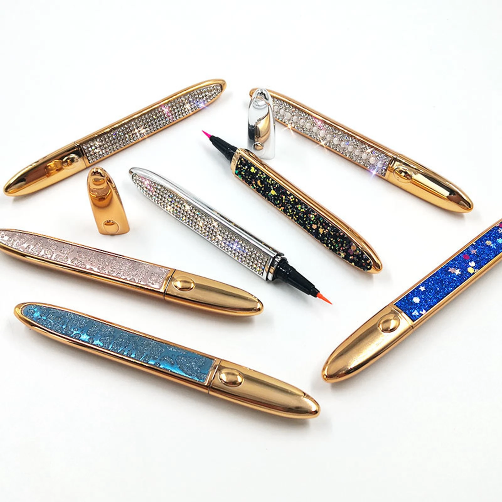 Self-Adhesive Liquid Eyeliner Magnetic-Free Glue-Free Glitter Longlasting Eyelash Glue Pen for Women Makeup Eyelashes Girls
