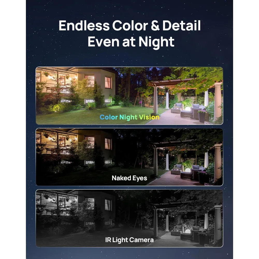 كاميرا lucio 2.5k الأمنية بطارية خارجية لاسلكية مع رؤية ليلية ملونة و138 °   فوف، كشف متعدد الأشياء،
