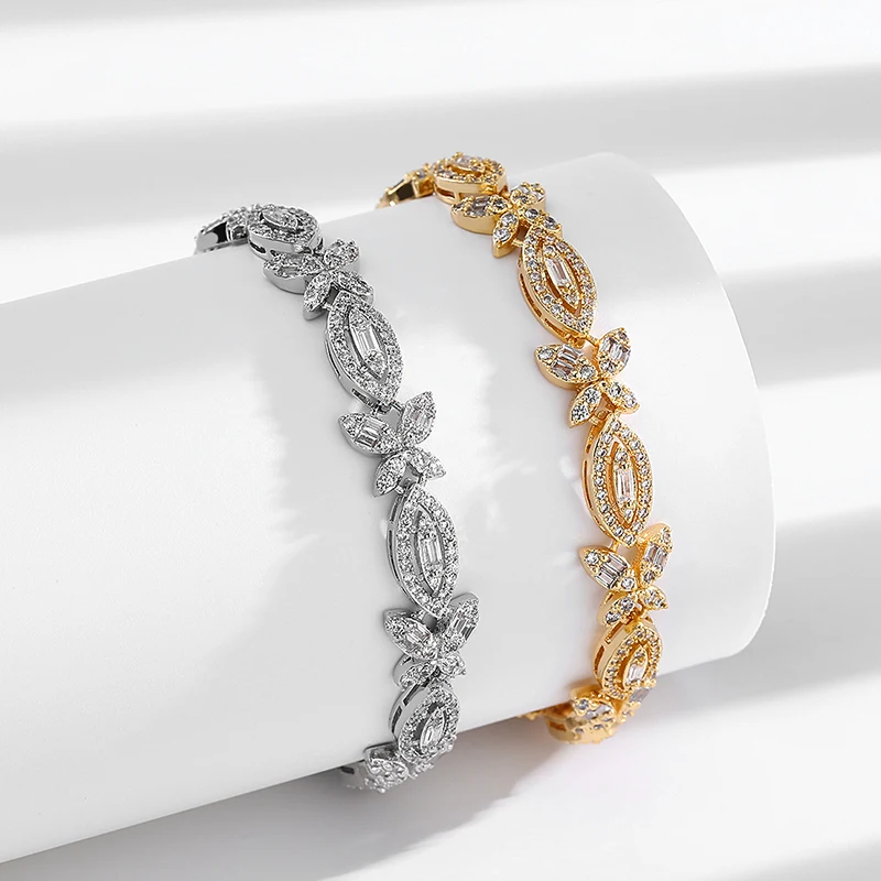 

Модный классический циркониевый изысканный золотистый Серебристый браслет для девочек подарок на день рождения L0696