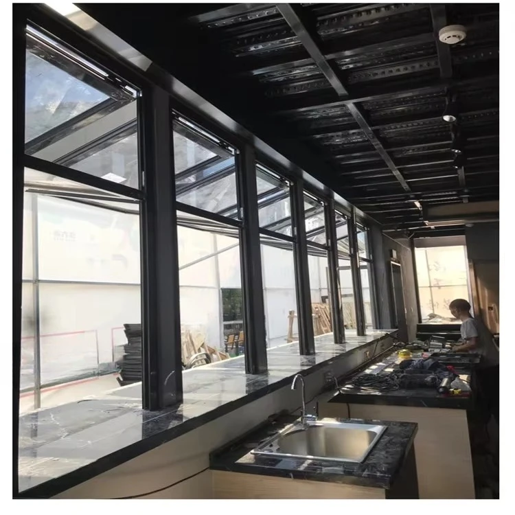Aluminium Bi Fold Window Fold up Glass Windows American Vertical Roll up Grid Window for Bar Shop Coffee Graphic Design Modern