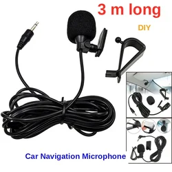 Car Microphone Audio Navigation Wired Clip External Wires Auto Mics Radio 3m Long Mic Stereo 3.5mm Mono 2.5mm SM Lotus Jack Plug