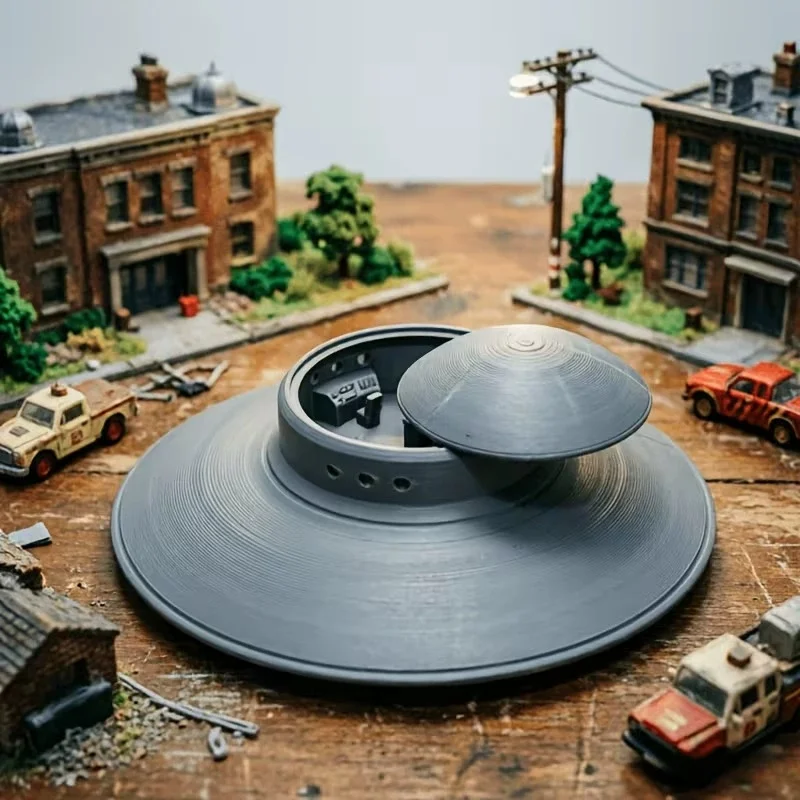 Neues Hochwertiges Spielzeugmodell 3D-Gedrucktes UFO Fliegende Untertasse Modell Desktop-Ornament Sammlerstück - Sci-Fi-Fans & Hobbyisten Männergeschenk