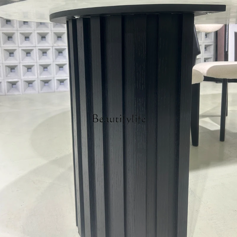 Natural black luxury marble dining table rectangular family villa Italian new dining table