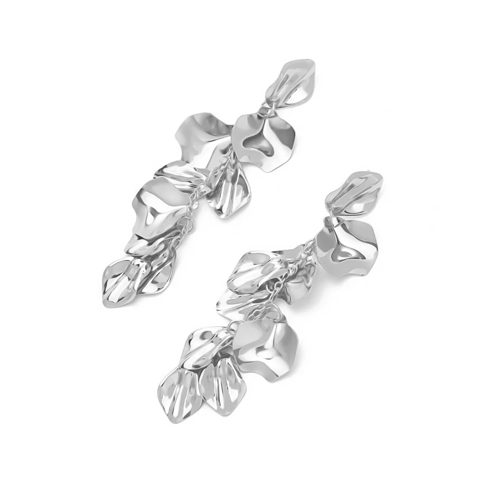 Goldfarbene Blütenblatt-Ohrhänger für Damen, Vintage Metall-Blatt-Quasten-Ohrringe, Bohemian Statement-Schmuck Geschenke – Detail 8