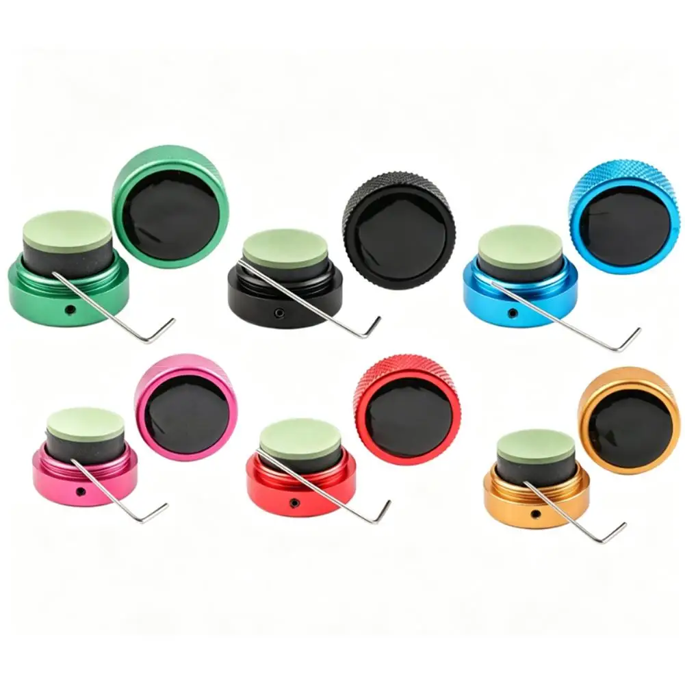 Aluminum Alloy Magnetic Billiard Chalk Holder Box Round Pool Snooker Chalk Storage Case with Cue Tip Repair Tool Multicolor view 5