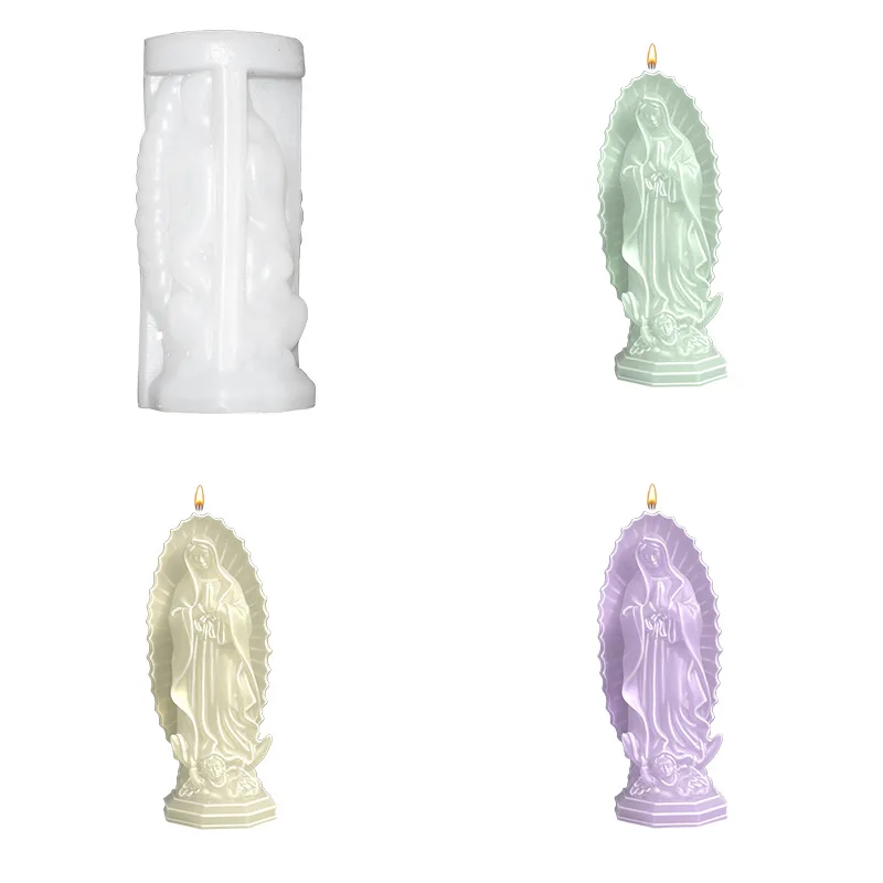 Molde de silicona de la Diosa virgen María, escultura de Estatua de la Virgen de oración Diy, molde de decoración de yeso, herramientas de