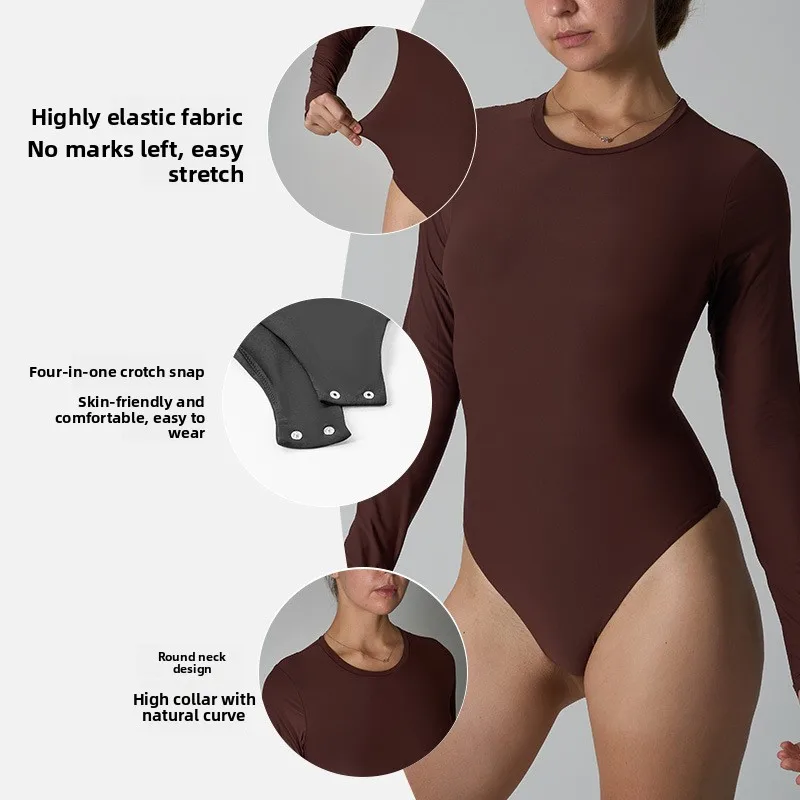 

Double Layer Long Sve Bodysuit Ultra Thin Low Waist Long Pants Nylon Fabric Women's Jumpsuit/Overall Faion Autumn 2025