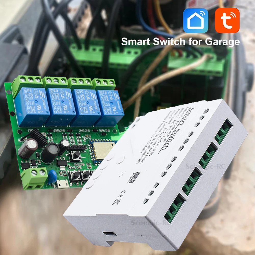 1 2 4 Channel WIFI Smart Switch Relay Module for Garage Gate Door Tuya Smartlife Remote Control RF433 Transmitter Receiver Alexa
