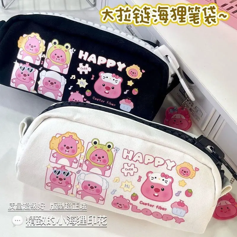 

Kawai Beaver Stationery Bag Pencil Case Printing Large Zipper Pen Pouch Cosmetic Bag Large Capacity Cartoon Portable Storage Box