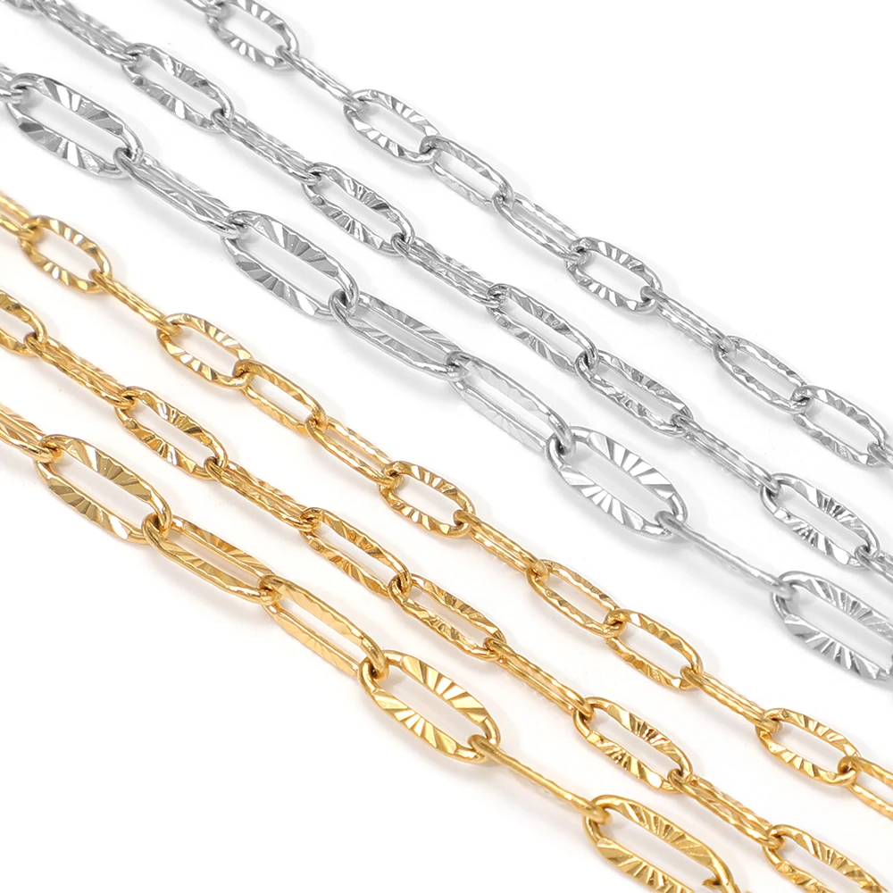 2 Meter Edelstahl-Oval-Prägeketten für DIY-Schmuckherstellung, Damen-Halsketten, Ohrringe, Armbänder und Zubehör – Detail 3