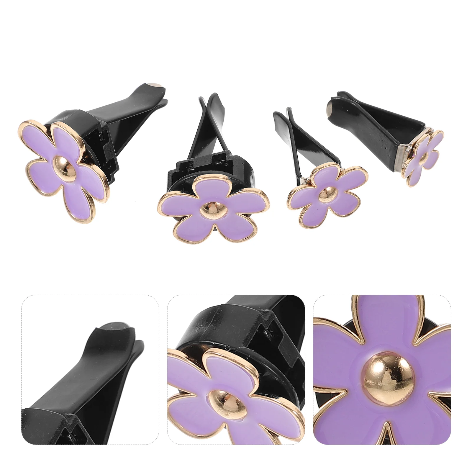 4 Pcs Car Small Chrysanthemum Perfume Accessories Cars Aroma Clip Decorative Purple Metal Outlet Clips Decoration