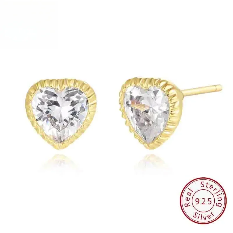 

KOSE JEWELS Exquisite 925 Sterling Silver Heart CZ Earrings Women Small Elegant 4A Zircon Stud Earring Party Jewelry KE35189