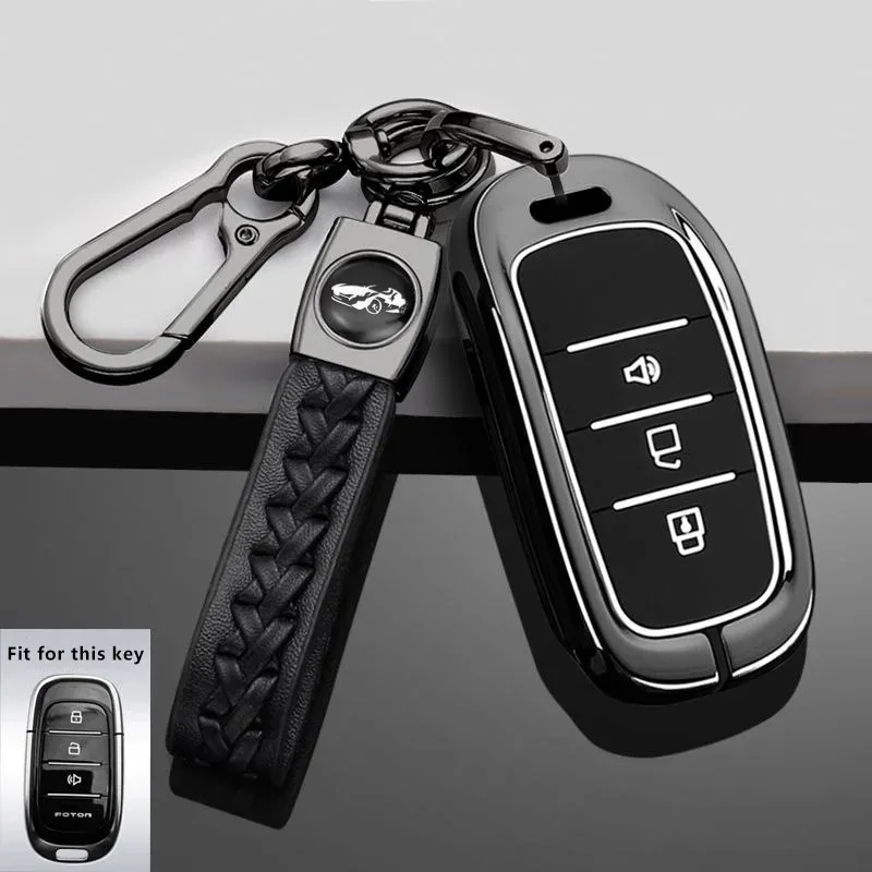 Zinc Alloy Car Key Case for FOTON TUNLAND V7 V9 Car-Styling Remote Cover Shell Keychain Housing Ring Holder Fob Accessories