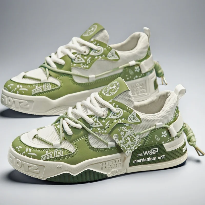 

New Spring Men's Shoes Men Platform Sneakers for Men 2024 Trend Design Graffiti Skateboard Shoes Patchwork Sneaker Zapatillas