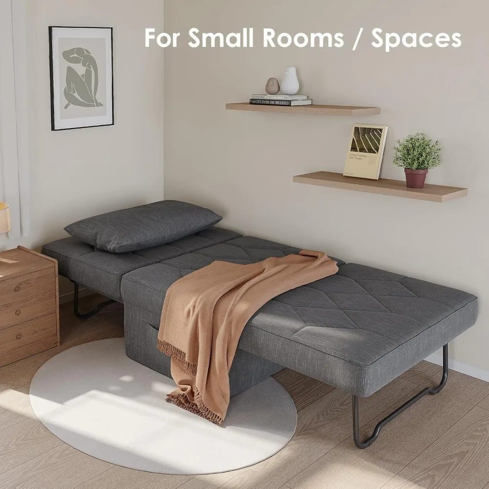 أريكة سرير قابلة للتحويل بمسند ظهر مكون من 5 مستويات قابلة للتعديل، كرسي نوم عثماني عريض 74 عميق × 28، سرير فوتون فردي حديث لـ C #6