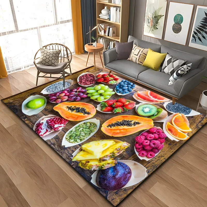 Fruits Pattern Area Rug Tropical Fruit Carpet for Home Living Room Bedroom Floor Mat Soft Yoga Mats Bathroom Kitchen Doormat