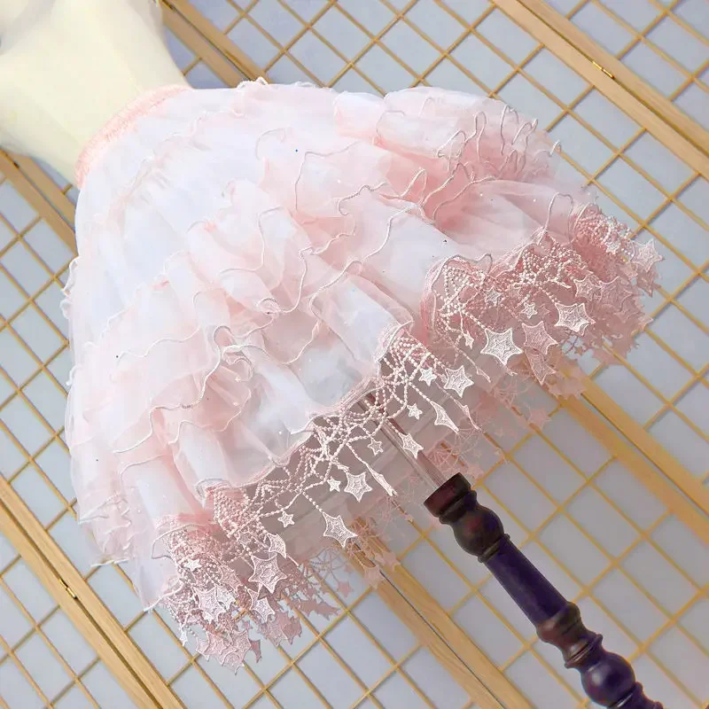 Vrouwen Ster Lolita Solide Crinoline Dansrokken Cosplay Wit Roze Baljurk Tutu Gezwollen Lawaii Petticoats Onder Trouwrok