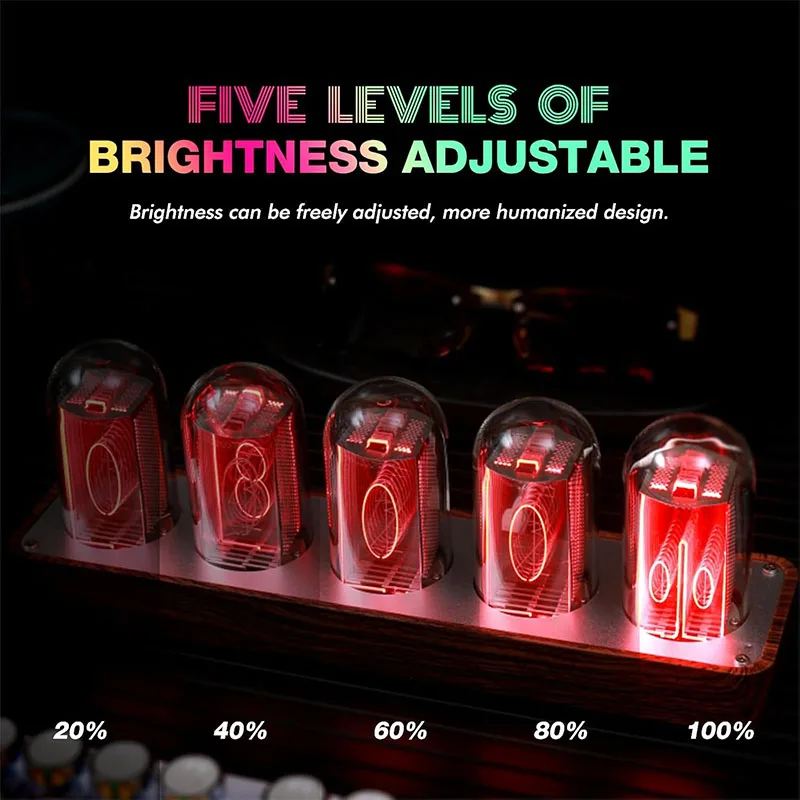 Nixie Tube Clock Walnut Digital Clock Support Wi-Fi Time SYNC Alarm & Timer Retro Gift for Friends Esports Room Decoration Gift
