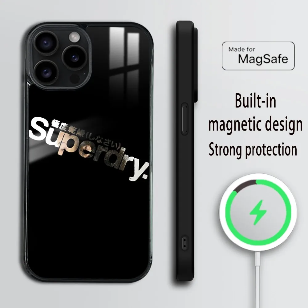 Trendy brand S-Superdry Phone Case For iPhone 16 15 14 13 12 11 Pro Max Plus Mini Magsafe Mirror Wireless Magnetic Cover