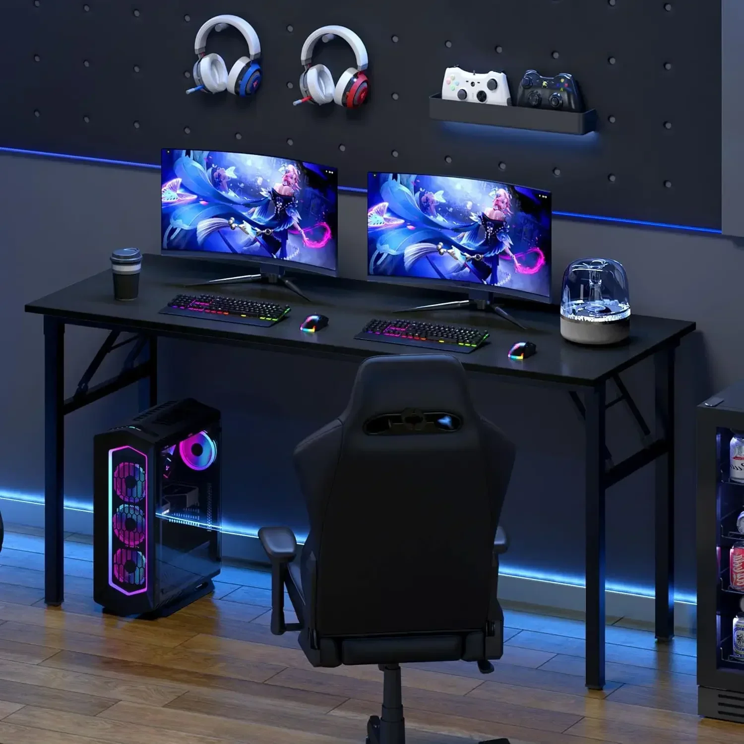 [Discounted Price, Hot Sale!]Home Office Desk - 60 Inches Large Computer Desk Sturdy Black Table Foldable Desk Gaming Computer T