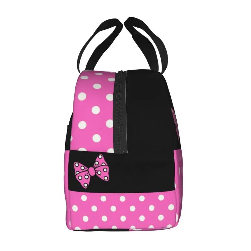 Custom Mickey Minnie Mouse Lunch Bag Women Portable Cooler Thermal Insulated Lunch Box Storage Food Bento Box