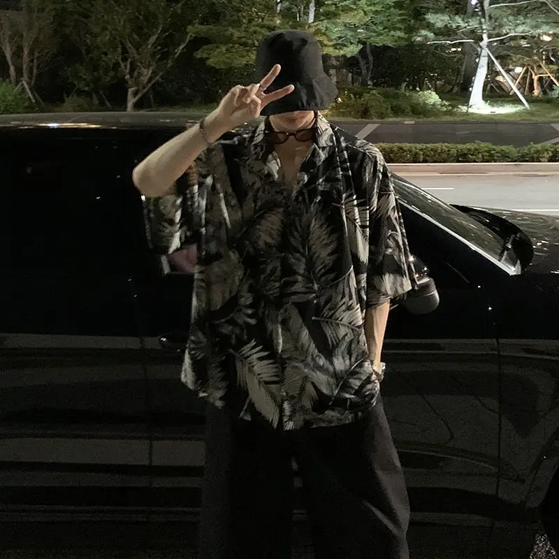 Men's Clothing Floral Shirt Short Sleeve Summer Lightweight Loose Fit Casual Streetwear Stylish Cover Up Blouse