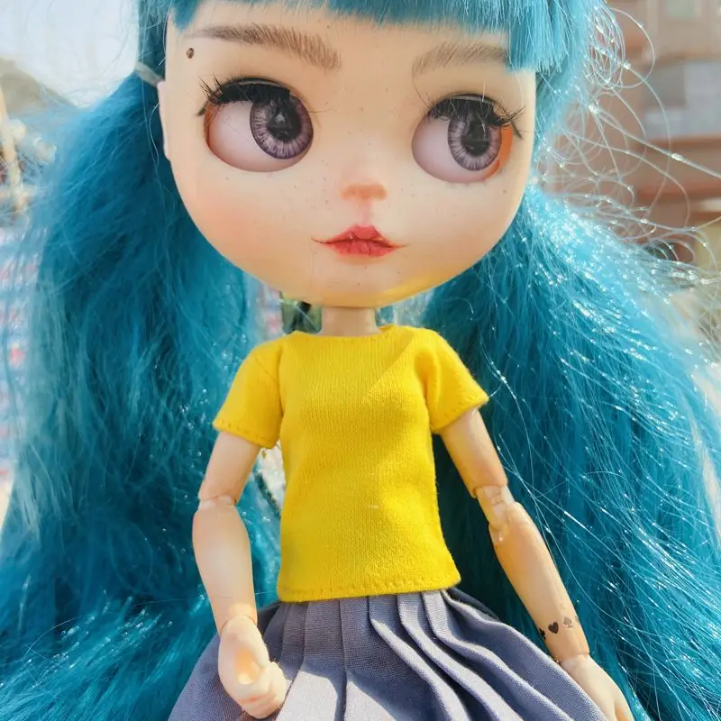 NEW Blyth Clothes T-Shirt Vest Cute Base Shirt Barbies clothes for Blyth, Momoko, Obistu, Licca , FR 1/6 Dolls Accessories
