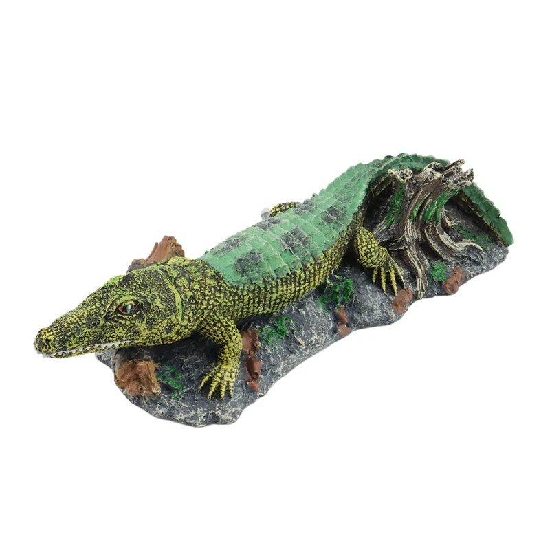 Hot Aquarium Oxygen Pump Resin Crocodile Decoration For Aquarium Crocodile Shape Oxygen Pump Landscape Air Bubble Ornament