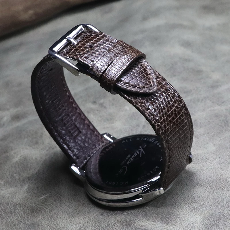 Lizard Skin High Grade Soft Bracelet 18 19 20 21 22mm  Handmade Leather Watchband Vintage Black Bracelet Wrist Band Thin Strap