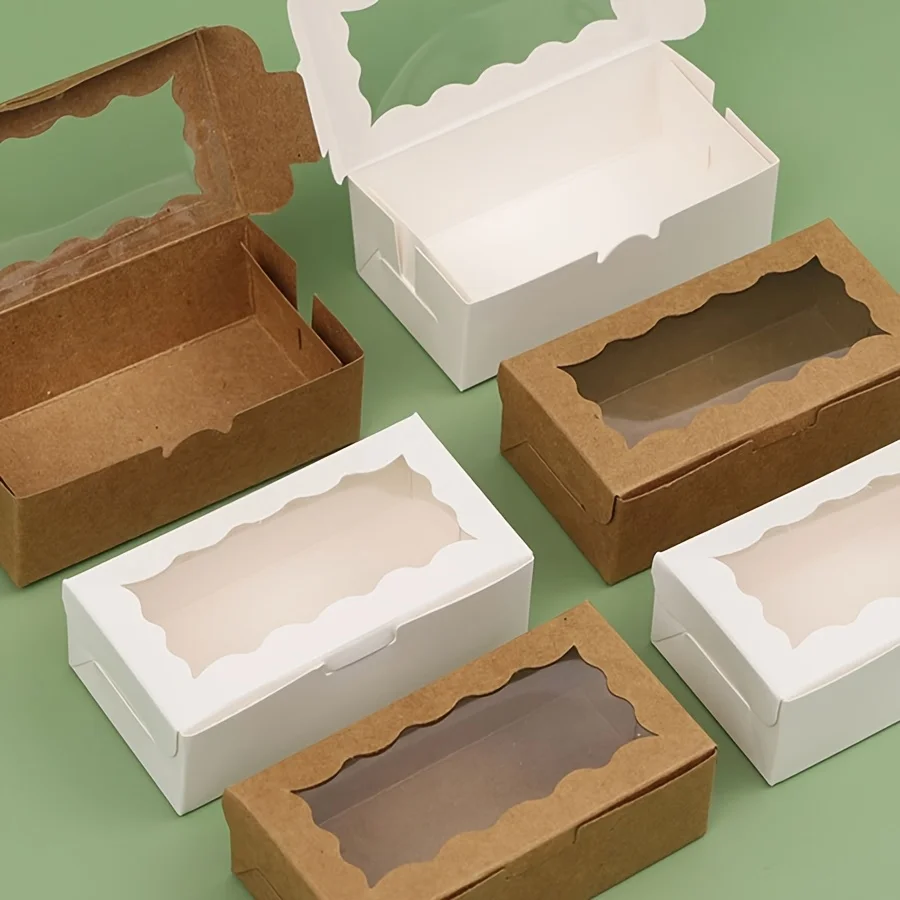 16/32 Pieces Rectangular with Transparent Window Mini Kraft Paper Gift Box, Wedding, Party Supplies, Handmade Crafts, Birthday