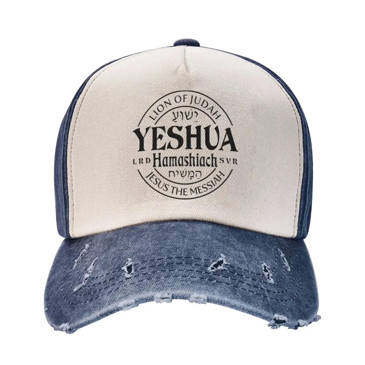 Christian Gift Hats Yeshua Hamashiach Jesus The Messiah Baseball Cap Distressed Denim Washed Lion Of Judah Dad Hat Adjustable