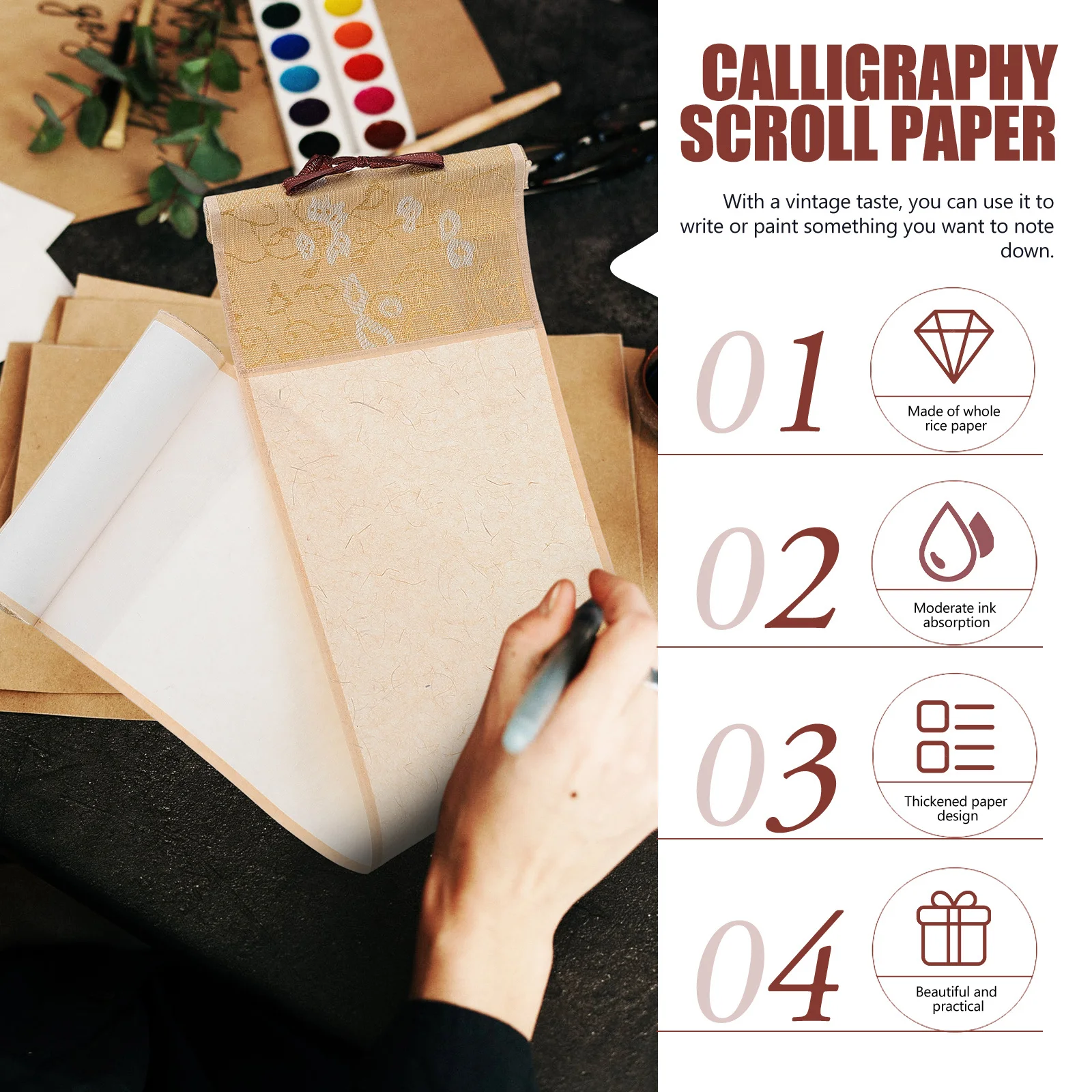 1 Stück leere Reispapierrolle für chinesische Kalligraphie, Malerei, Schreiben, Premium-Scrollpapier, Kunstwerk, Aquarell-Skizze, Zuhause