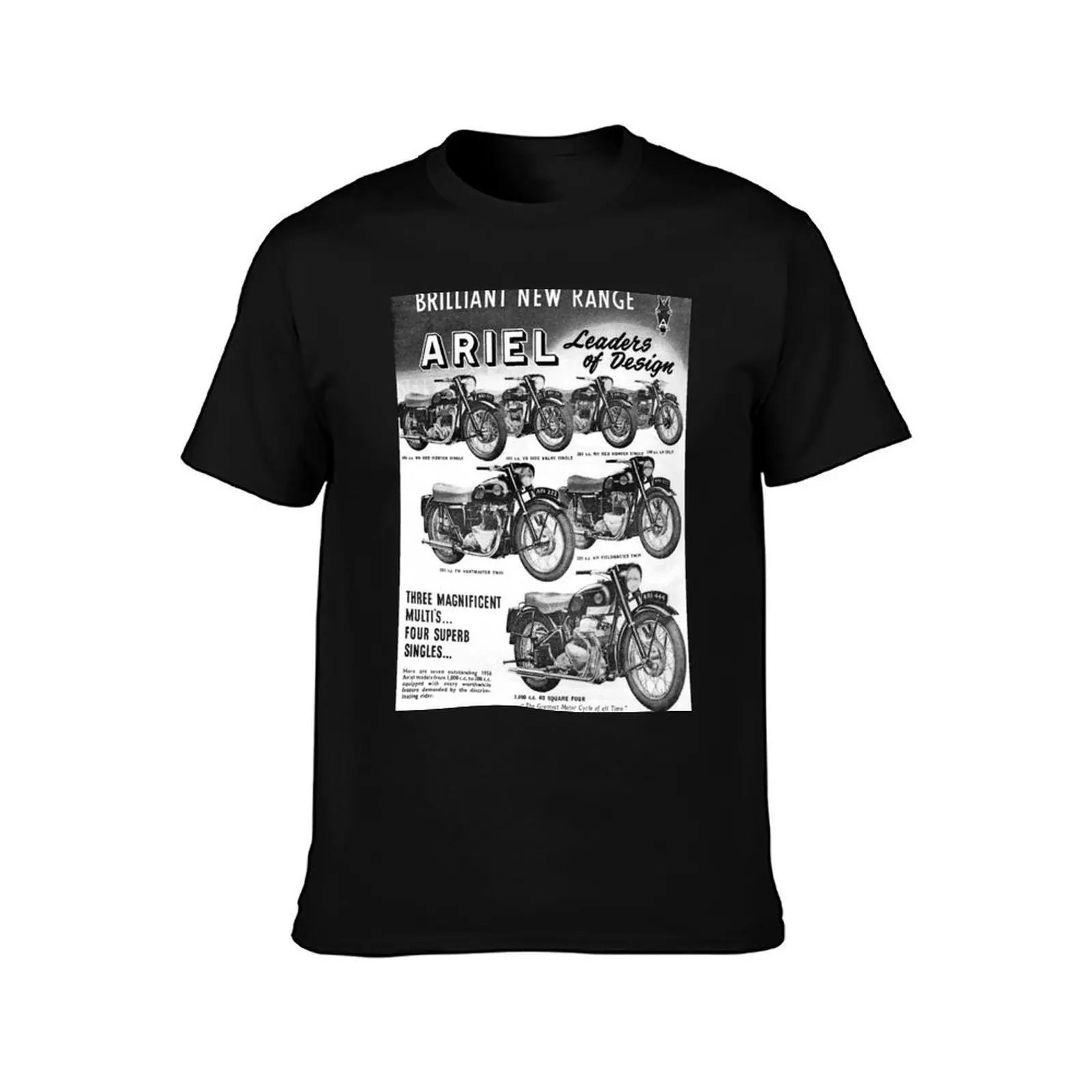 1955 Ariel Motorcycle advert T-Shirt Big and Tall Crew Neck Tee T-Shirt