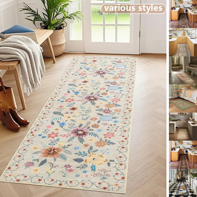 

New Living Room Hallway Bedroom Kitchen Anti Fouling Carpet American Retro Style Washable Foot Mat Anti Slip Home Decoration 매트