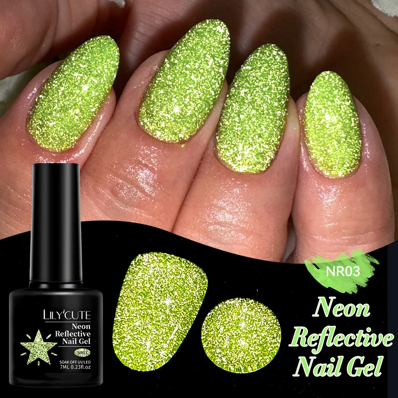 LILYCUTE 7 ml neonreflektierender Gel-Nagellack Dark Flash Super Shining Fluorescent Gel Polish Soak