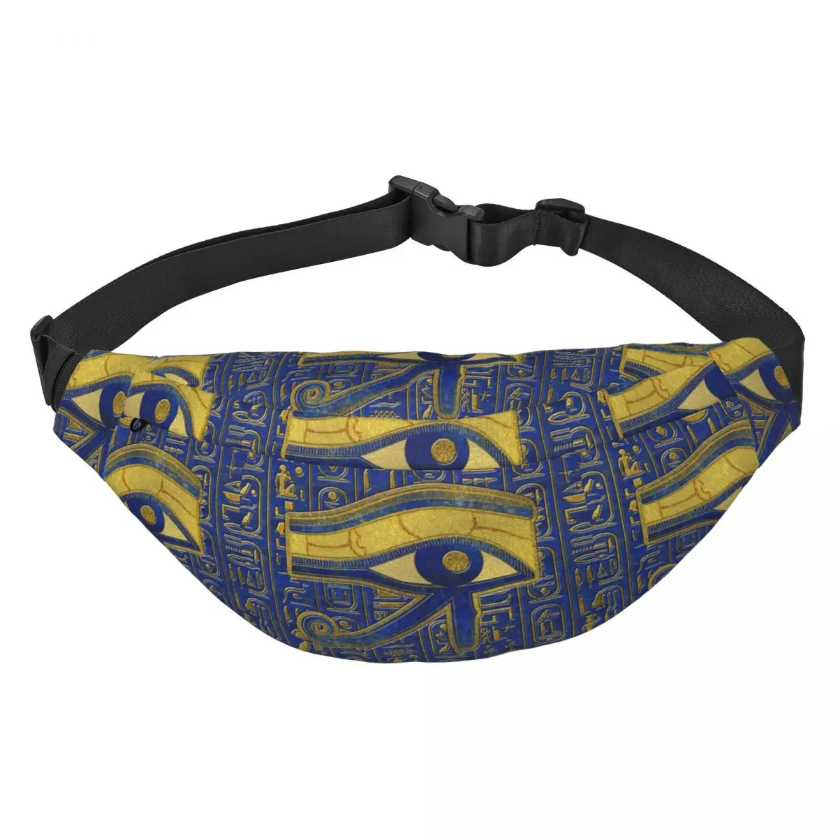 Casual Gold Egyptian Eye Of Horus Fanny Pack Women Men Wadjet Lapis Lazuli Sling Crossbody Waist Bag Hiking Phone Money Pouch