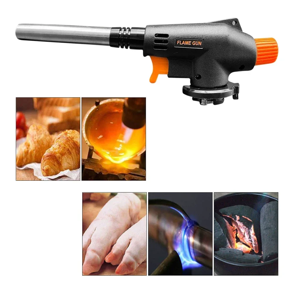 Portable Welding Torch Flame Gun Gas Butane Burner Outdoor Camping BBQ Lighter Heating Ignition Flamethrower Welding Equipment