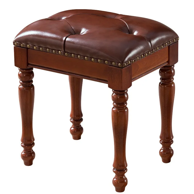 

American solid wood dressing table makeup stool European solid wood dressing stool change shoes guzheng piano stool