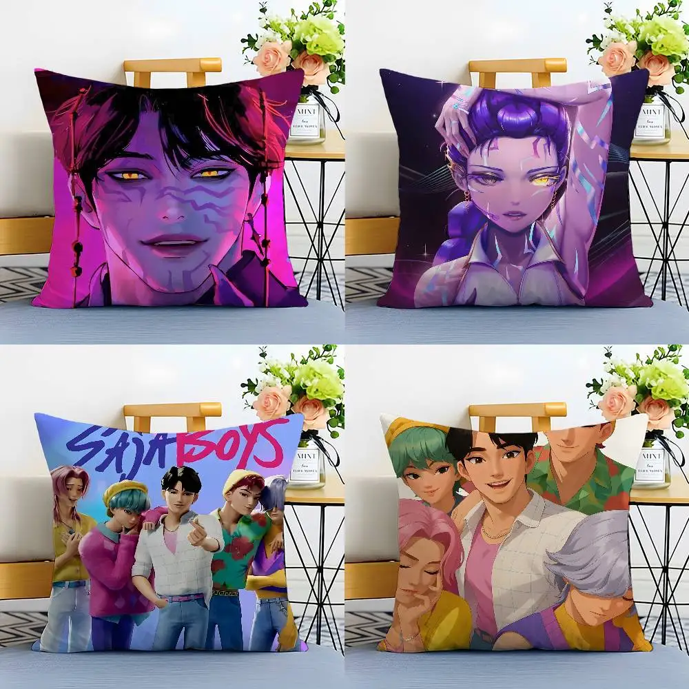 

World Trendy K-Kpop D-Demon-hunterS Pillow Case Silky Short Plush With Invisible Zipper Dustproof Sofa Cushion Cover