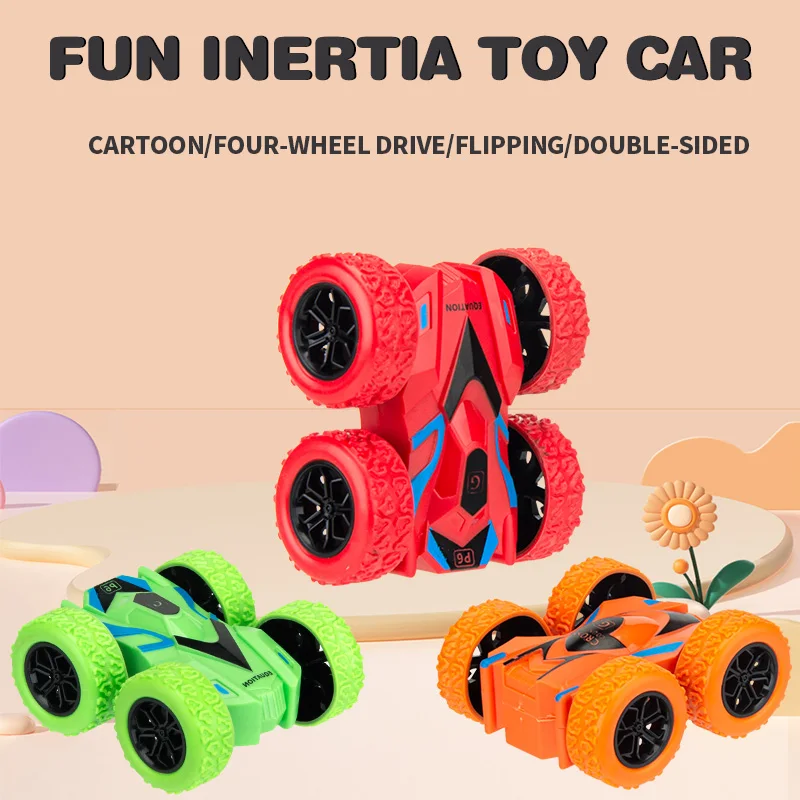 4pcs/2pcs/1pc double-sided inertia stunt rolling toy car - high playability, double-sided playability