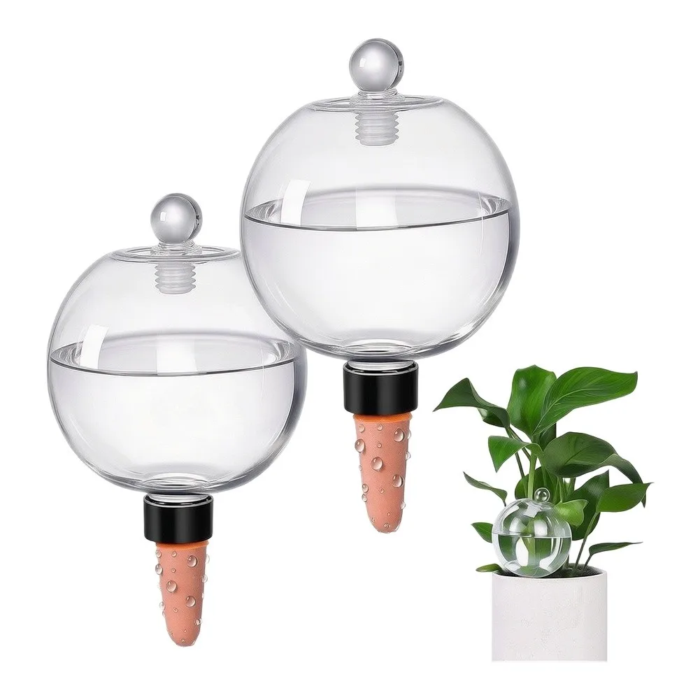4 Piece 26 oz Self Watering Globes for Potted Plants with Natural Spikes to Maintain Optimal Soil Hydration Levels