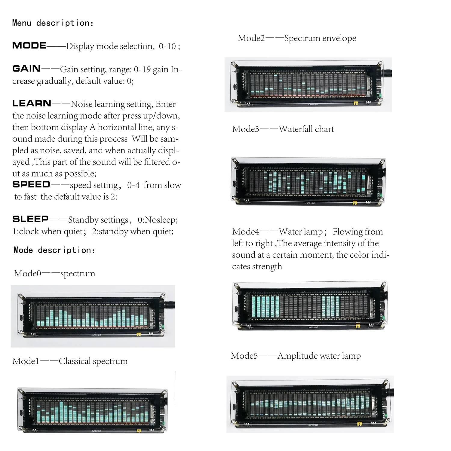 Imagem -03 - Visor do Relógio Espectro Musical Vfd Indicador de Nível Analisador de Ritmo Luz Atmosfera Áudio Usb tipo c Amplificador de Potência Automóvel 5v 12v