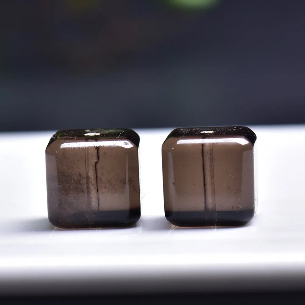 20PCS 12MM  Natural Smoky Quartz Cube Carving Children's Jewelry Healing Gemstone Cute Accessory for Holiday Gift